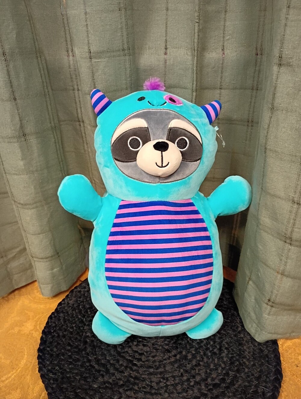 NWOT Original Squishmallows HugMees Rocky Raccoon In A Monster Costume Size 14"